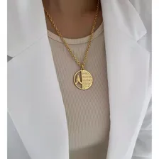 Colar Corrente Elo Português Folheado Ouro Oração Pai Nosso Foto mini 1