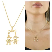 Colar Corrente Filhos Meninos Semi Joia Banhado Ouro 18k Cor Dourado Foto  mini 1