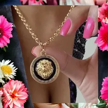 Colar Corrente Leão Inspired Versace Cor Dourado/branco Foto mini 4