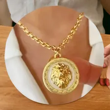 Colar Corrente Leão Inspired Versace Cor Dourado/branco Foto mini 3