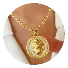 Colar Corrente Leão Inspired Versace Cor Dourado/branco Foto mini 2