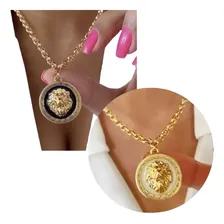 Colar Corrente Leão Inspired Versace Cor Dourado/branco Foto mini 1