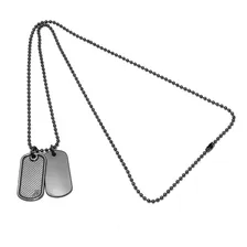 Colar Corrente Masculina Militar Dog Tag Exército Dupla Foto mini 2