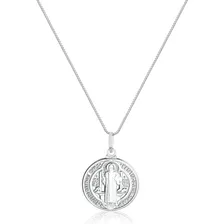 Colar Corrente Medalha De São Bento Prata 925 Veneziana Foto mini 1