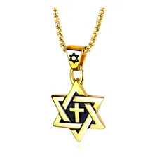 Colar Corrente Pingente Estrela De Davi Hexagrama Banho Ouro Cor Dourado Foto mini 1