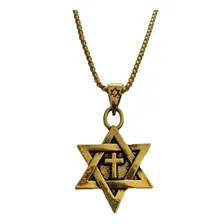 Colar Corrente Pingente Estrela De Davi Hexagrama Banho Ouro Cor Dourado Foto mini 4