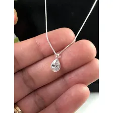 Colar Corrente Ponto De Luz Gota 45cm Veneziana - Prata 925 Foto mini 3