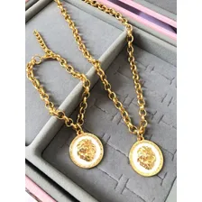 Colar Corrente + Pulseira Leão Inspired Versace Cor Dourado Foto mini  3