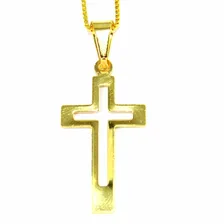 Colar Crucifixo Banhado A Ouro 18k Cor Dourado Foto mini 2