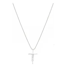Colar Cruz Crucifixo Escrito Jesus Prata 925 Cor Prateado Foto  mini 1