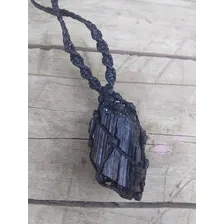 Colar De Pedra Natural Bruta Castroada Turmalina Negra Cor Preto Foto mini 2