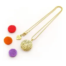 Colar Difusor Aromaterapia Médio Filigrana Dourado Foto mini 1