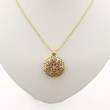 Colar Difusor Aromaterapia Médio Filigrana Dourado Foto mini 3