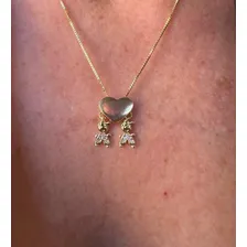 Colar Dois Meninos Com Coração Banhado A Ouro 18k Cor Laranja Foto mini 3
