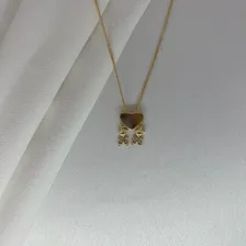 Colar Dois Meninos Com Coração Banhado A Ouro 18k Cor Laranja Foto mini 2
