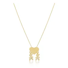 Colar Dois Meninos Com Coração Banhado A Ouro 18k Cor Laranja Foto mini 1