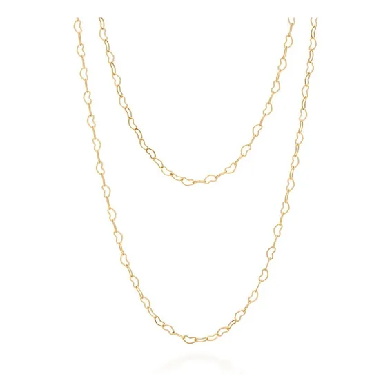 Colar Duplo Folheado Ouro 18k Corações Delicados Fofo 531131 Cor Dourado Foto 1