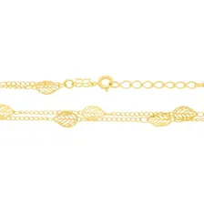 Colar Duplo Rommanel Folheado Ouro 18k Folhas Vazadas Lindo 531123 Cor Dourado Foto mini 3
