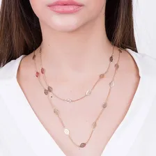 Colar Duplo Rommanel Folheado Ouro 18k Folhas Vazadas Lindo 531123 Cor Dourado Foto mini 2