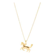 Colar E Brinco Ferradura Cavalo Folheado A Ouro18k Cor Dourado Foto mini 3