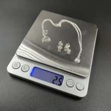 Colar E Brincos Feminino Prata 925 Pura Ponto De Luz Coração Cor Prateado Foto mini  2
