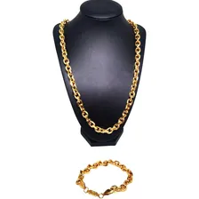 Colar Elo Cadeado Banhado A Ouro 18k 10mm 70cm Foto  mini 1