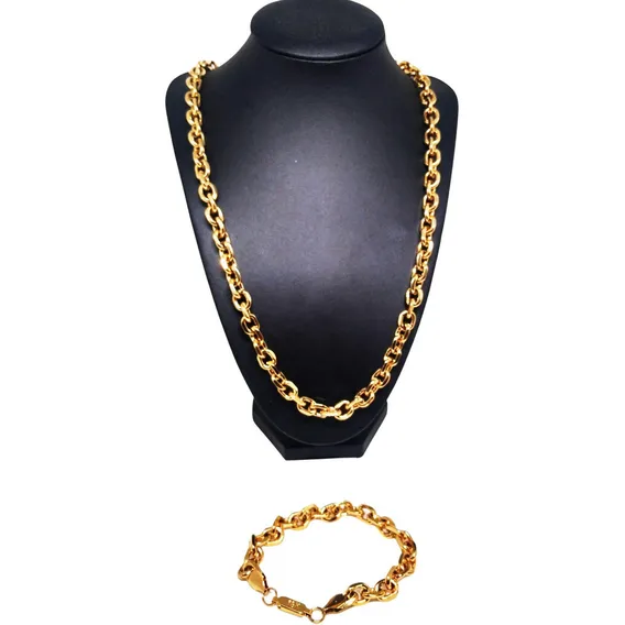 Colar Elo Cadeado Banhado A Ouro 18k 10mm 70cm Foto 1