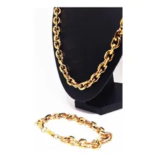 Colar Elo Cadeado Banhado A Ouro 18k 10mm 70cm Foto mini  2