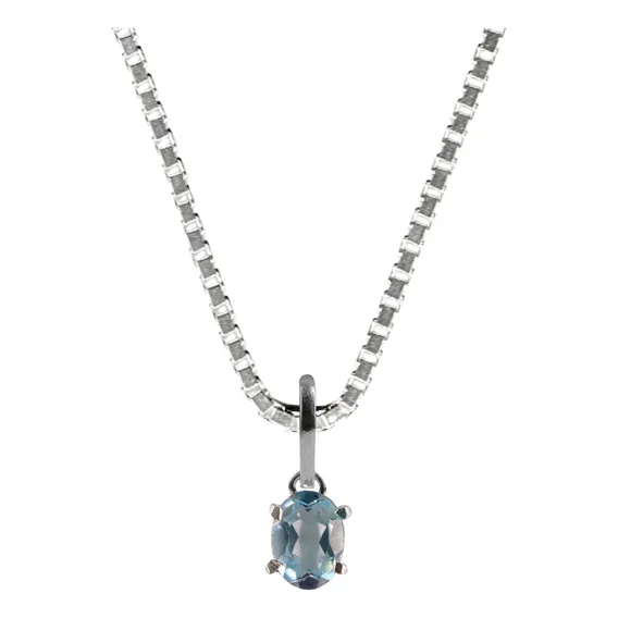 Colar Em Prata 925 Com Topázio Azul Natural Foto 1