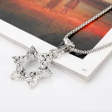 Colar Estrela De Belém Unissex Hexagrama Cor Prateado Foto mini 4