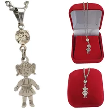 Colar Feminino Aço Inoxidável Corrente Com Pingente Filhos Cor Colar Pingente Filha Foto mini  2