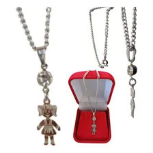 Colar Feminino Aço Inoxidável Corrente Com Pingente Filhos Cor Colar Pingente Filha Foto  mini 1