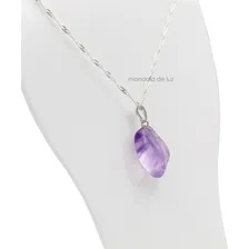 Colar Feminino Ametista Pedra Cristal Natural Folheado Cor Lilás Foto mini 2