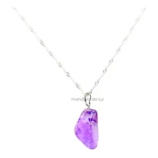 Colar Feminino Ametista Pedra Cristal Natural Folheado Cor Lilás Foto mini 3