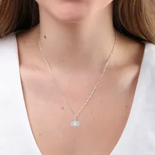 Colar Feminino Com Pingente Flor De Prata 925 Foto mini  2