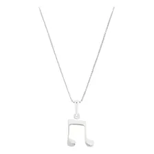 Colar Feminino Com Pingente Musica, Nota Musical Prata 925 Cor Prateado Foto  mini 1