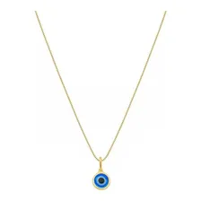 Colar Feminino Com Pingente Olhinho Azul Folheado Ouro 18k Foto mini 1