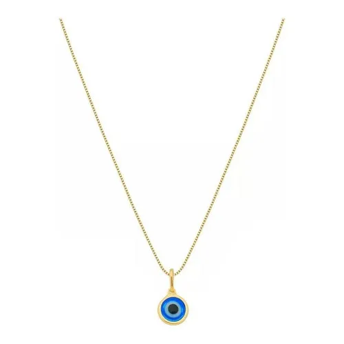 Colar Feminino Com Pingente Olhinho Azul Folheado Ouro 18k Foto 1