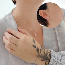 Colar Feminino Coração Brincos Prata 925 + Caixinha Presente Foto mini 2