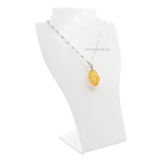 Colar Feminino De Citrino Pedra Cristal Folheado A Prata Foto 1