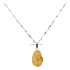 Colar Feminino De Citrino Pedra Cristal Folheado A Prata Foto mini 2