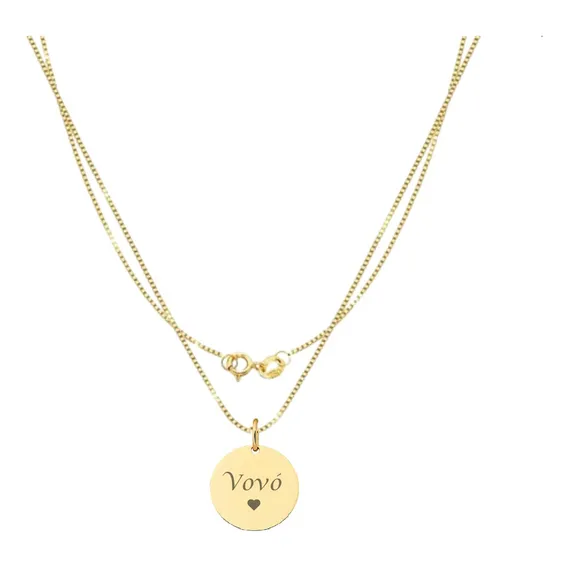 Colar Feminino Escrito Vov贸 Banhado Ouro 18k Cor Dourado Foto 1