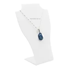 Colar Feminino Folheado Prata Pedra Apatita Natural Cor Verde-escuro Foto mini 1