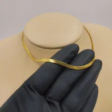 Colar Feminino Gargantilha Choker Laminada 40cm Tungstênio Cor Ouro 18k Foto mini 4