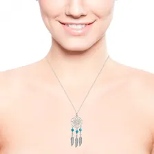 Colar Feminino Gargantilha Mandala Hippie Prateado Sonhos Foto mini 1