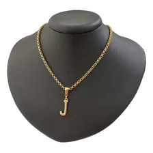 Colar Feminino Letra Inicial Nome Personalizado Semijoia Cor Dourado Foto mini 1