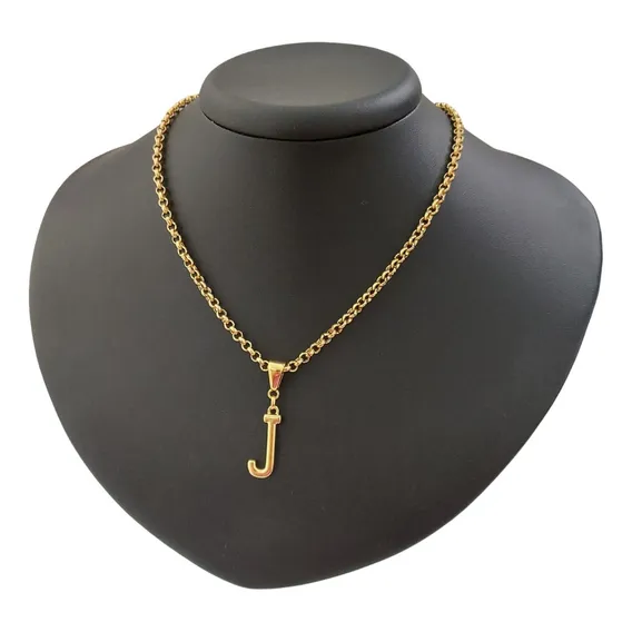 Colar Feminino Letra Inicial Nome Personalizado Semijoia Cor Dourado Foto 1