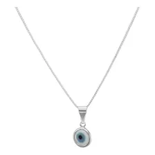 Colar Feminino Olho Grego Branco E Azul Prata 925 Cor Prateado Foto mini 1