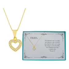 Colar Feminino Ouro 18k Folheado Filha Presente Aniversário Cor Colar Cristal Foto mini 1