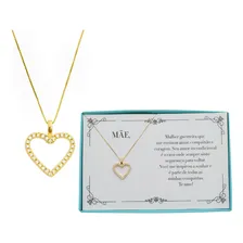 Colar Feminino Ouro 18k Folheado Presente Natal Mãe Cor Colar Coração Foto mini 1